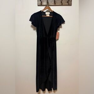 NWT BHLDN Velvet Black Wrap Style Dress Size XS